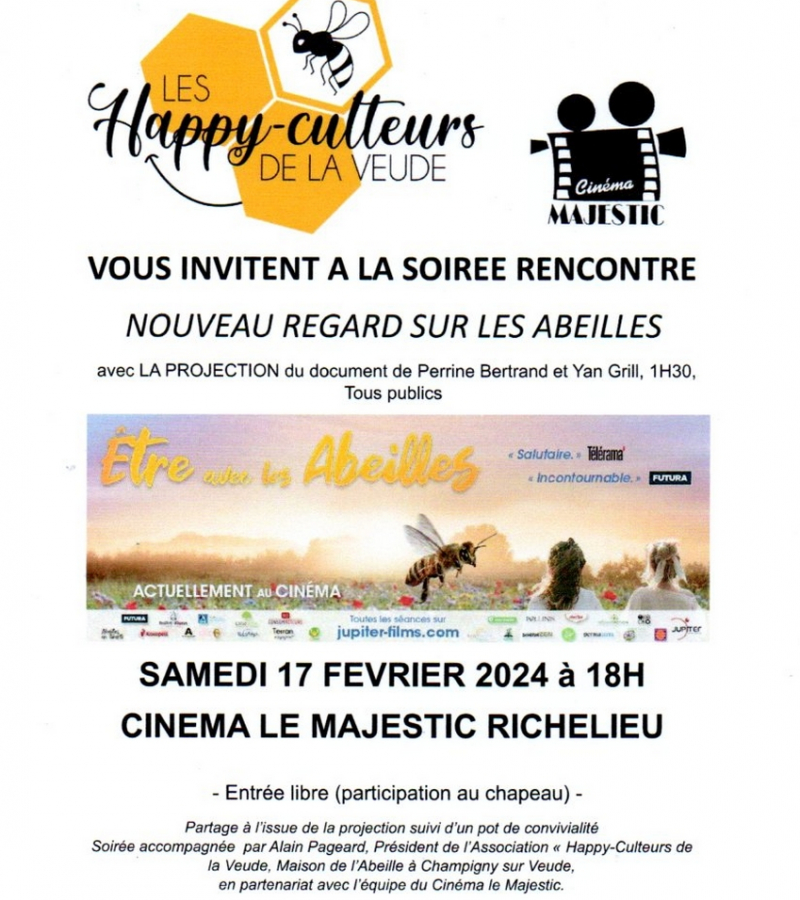 Soirée rencontre nouveau regard abeilles cinéma le majestic Richelieu février 2024