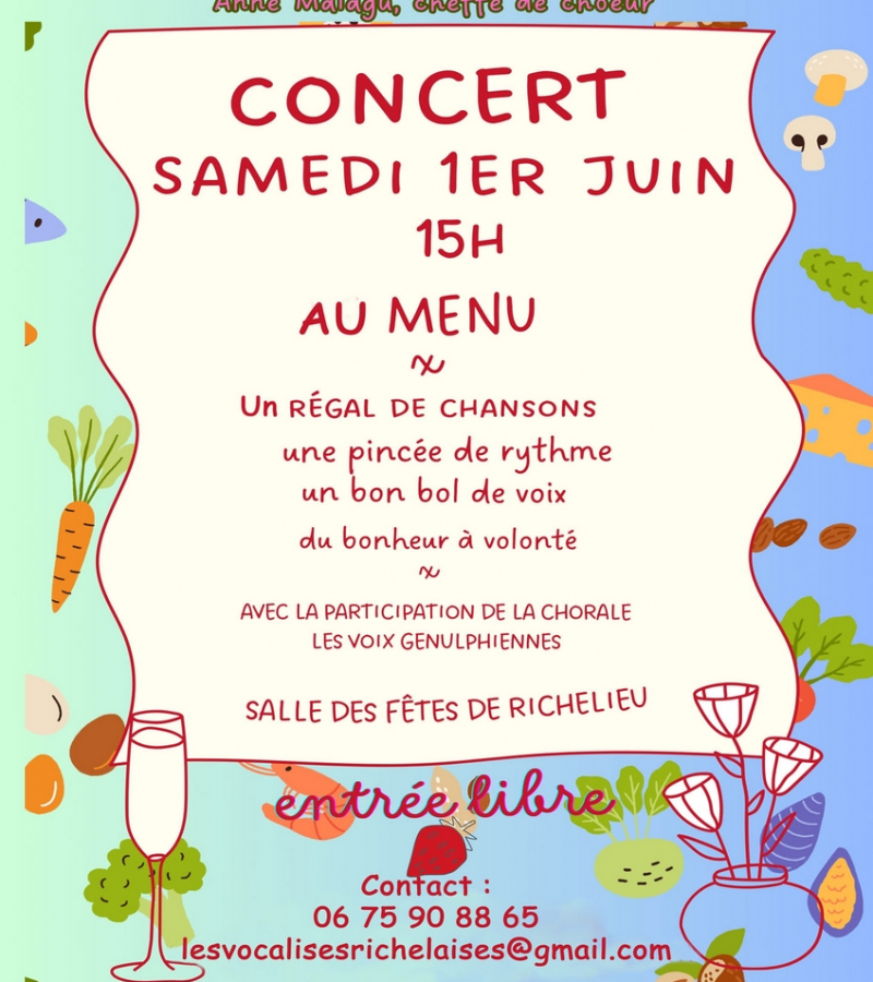 Concert Les Vocalises Richelaises à Richelieu 1er juin 2024